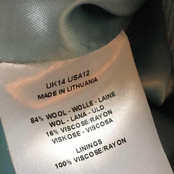 Jaeger wool blend plaid coat US12 blue aqua button - Picture 8 of 8